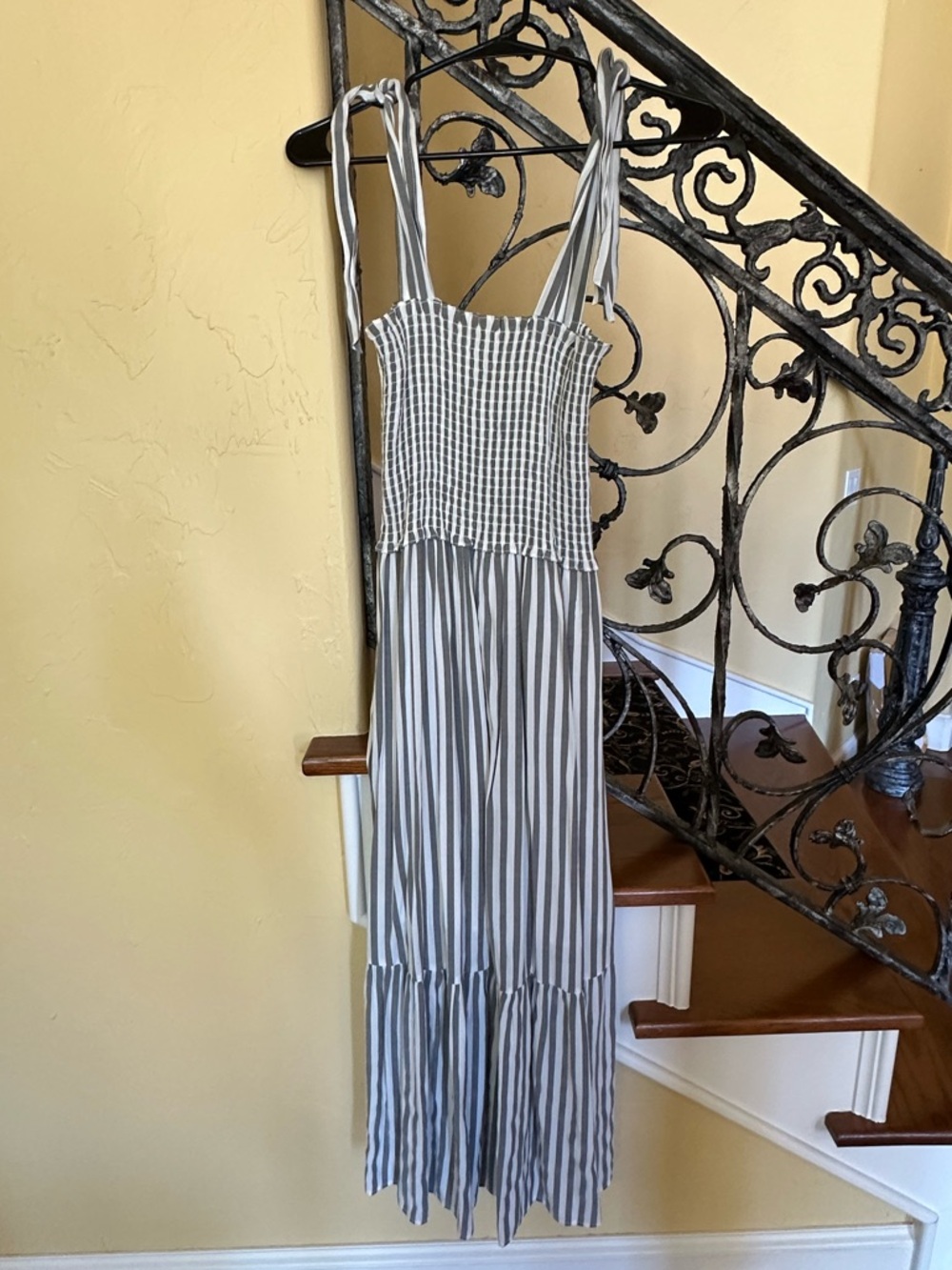 Cute gray/white stripe Maternity Sundress
